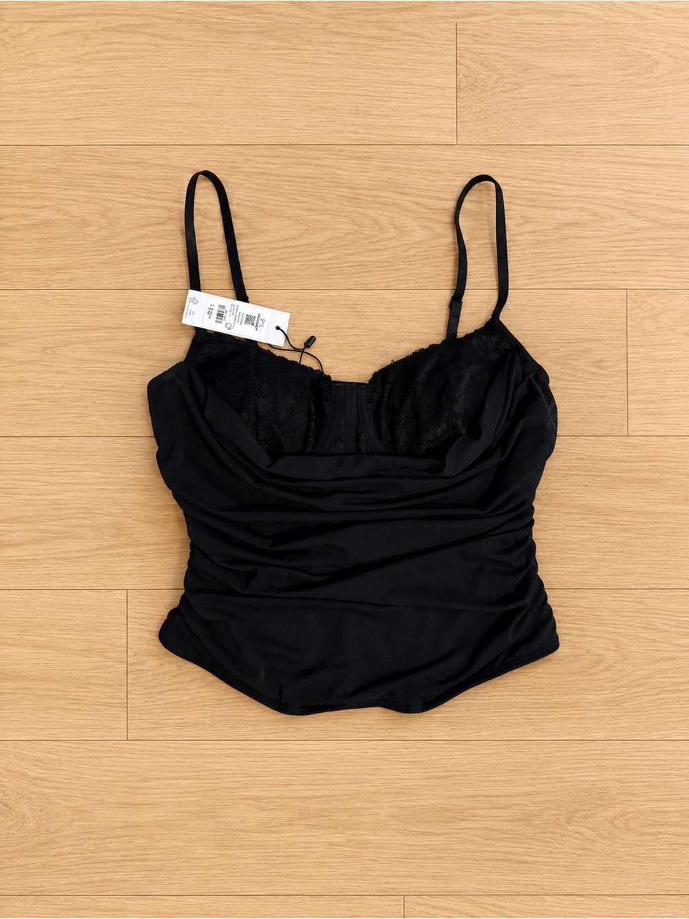 Garage Black Lace Trim Tankini Top